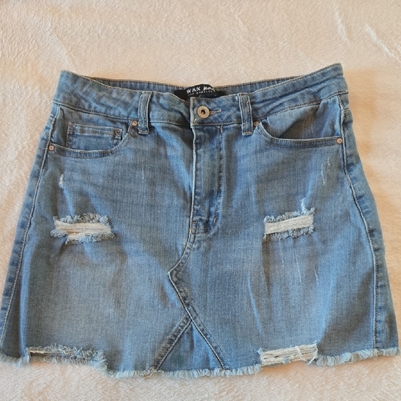 Wax Jean Denim - Wax Jeans LA Med Cut-Off Jean Skirt Daily Distressed Denim Club Beach Festival